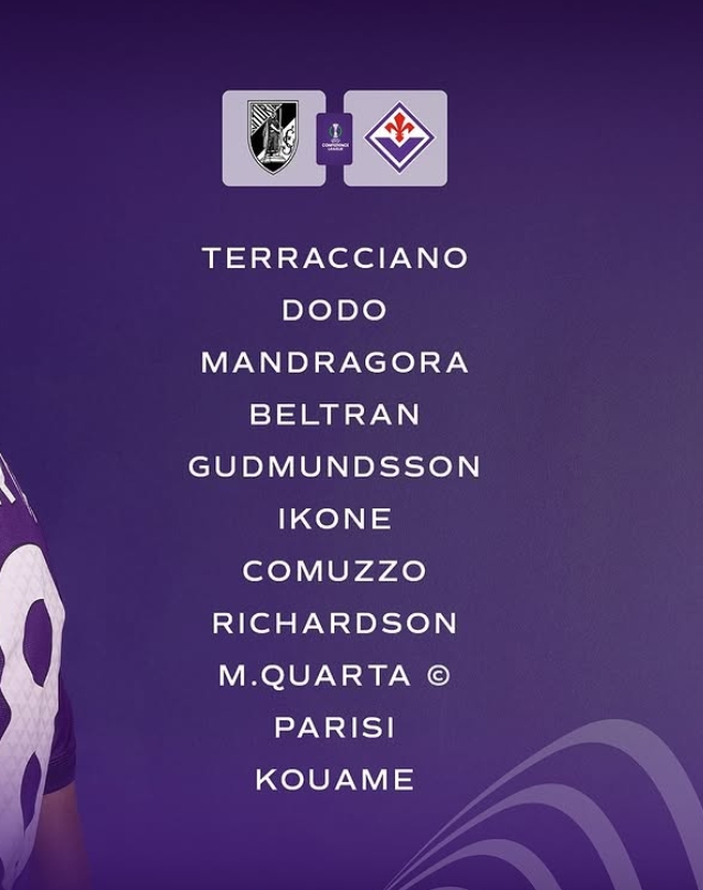 Formazioni ufficiali Guimaraes Fiorentina